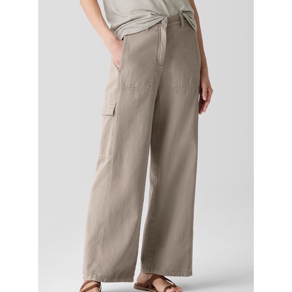 Eileen Fisher Wide Leg Cargo Pants Black XL Utility Pocket High Rise New W/ Tag - Picture 2 of 10